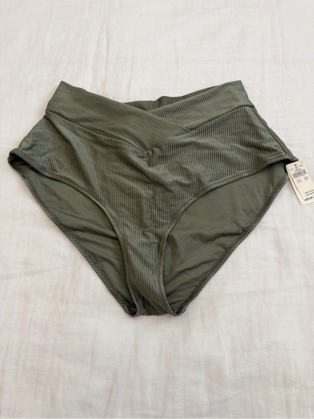 aerie Olive Green Ribbed Bikini Bottoms